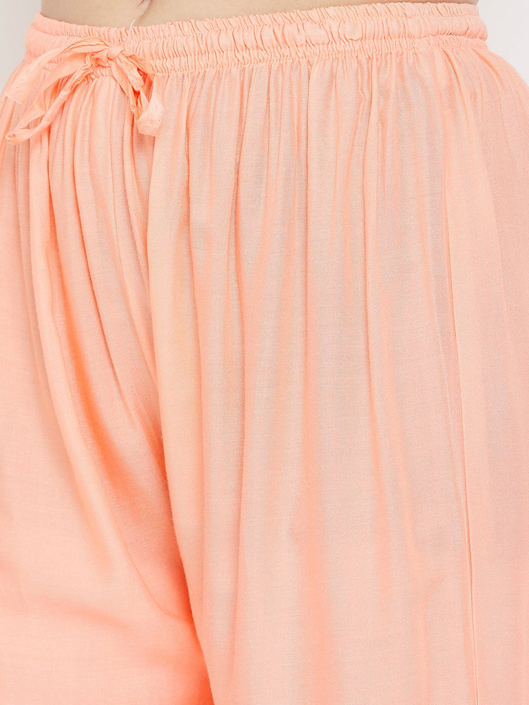 Women's Peach Straight Solid Palazzo