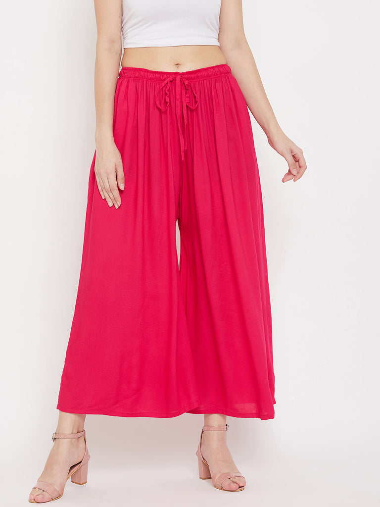 Women's Magenta Flared Solid Sharara