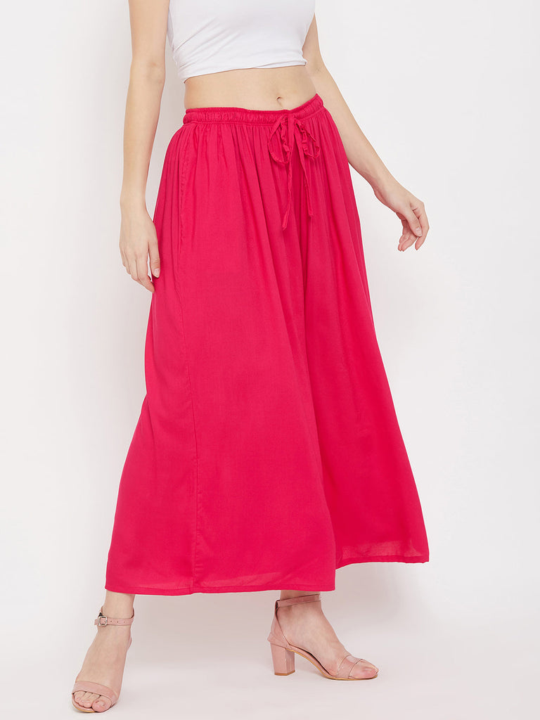Women's Magenta Flared Solid Sharara