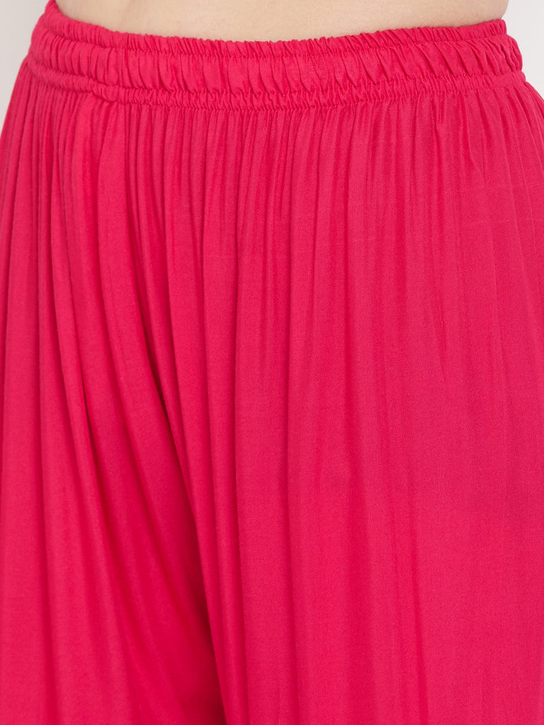 Women's Magenta Flared Solid Gharara