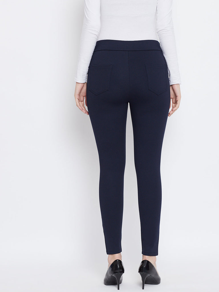 Women's Navy Blue Regular Fit Jeggings