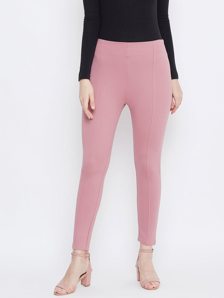 Women's Pink Regular Fit Jeggings