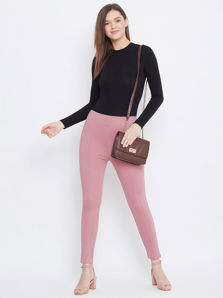 Women's Pink Regular Fit Jeggings