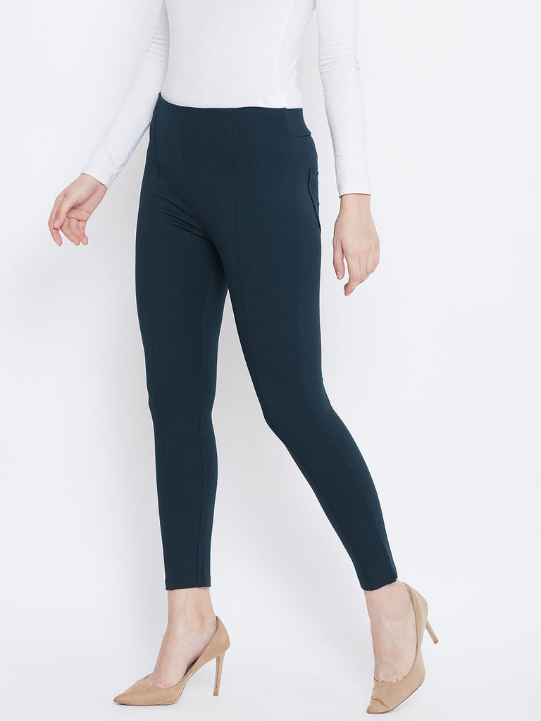 Women's Bottle Green Regular Fit Jeggings