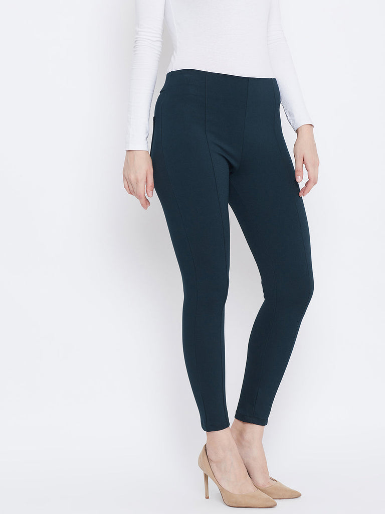 Women's Bottle Green Regular Fit Jeggings