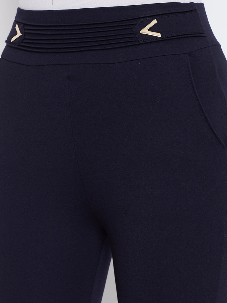 Women's Navy Blue Solid Jeggings