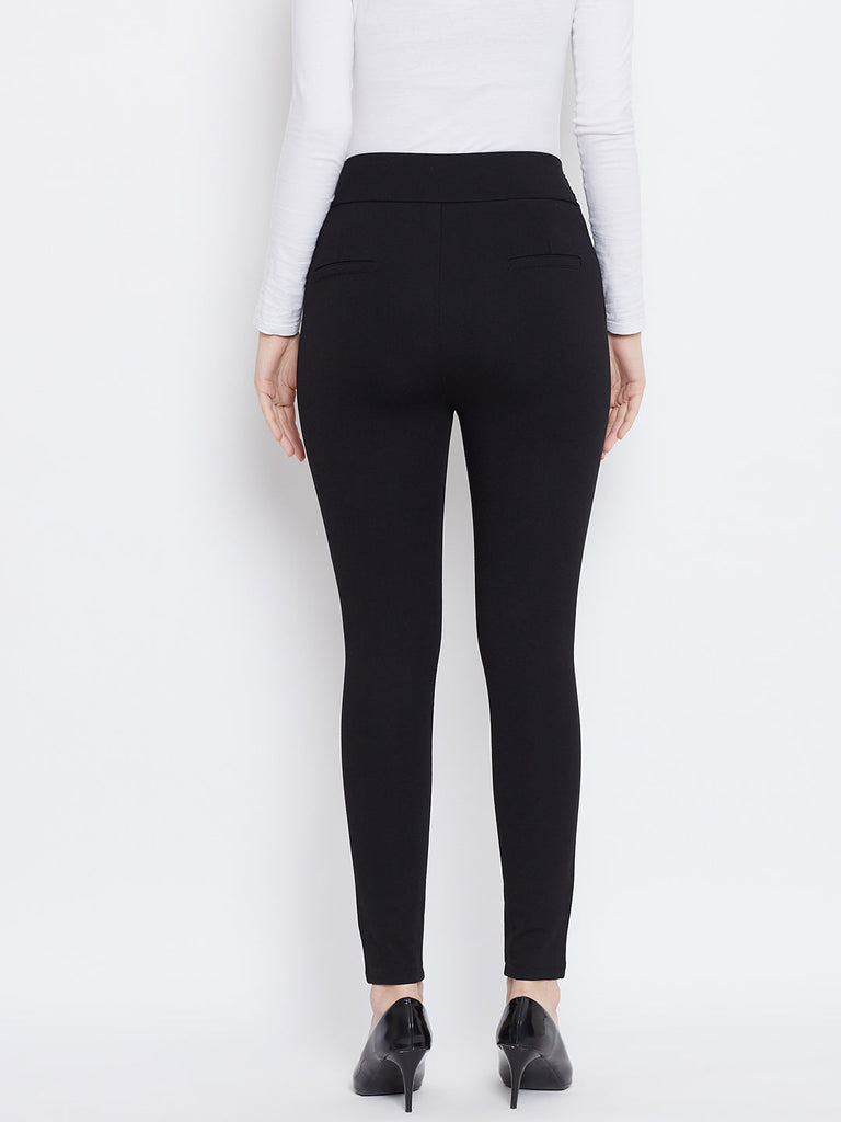 Women's Black Solid Jeggings