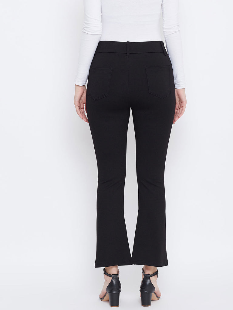Women's Black Solid Bootcut Jeggings