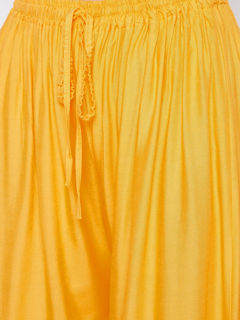Women's Yellow Solid Rayon Sharara