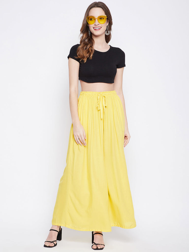 Women's Lemon Solid Rayon Sharara