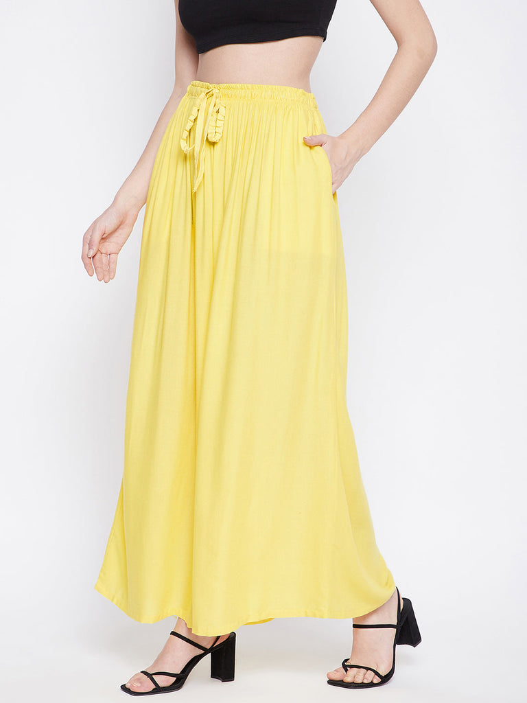 Women's Lemon Solid Rayon Sharara