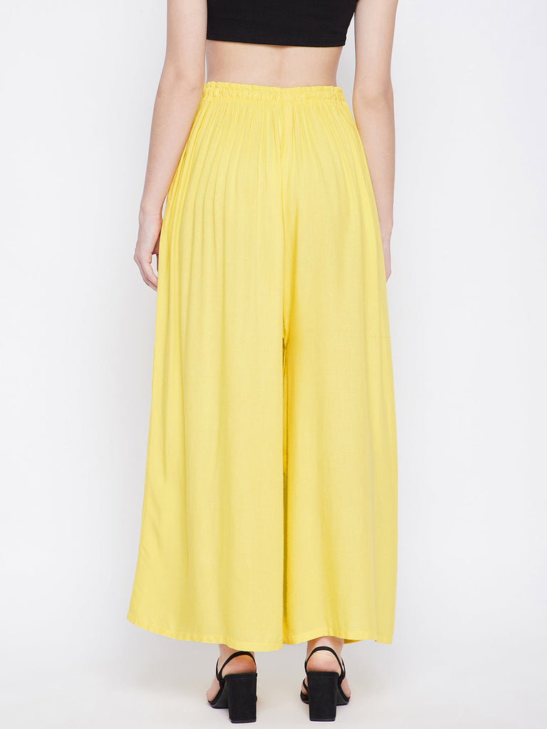 Women's Lemon Solid Rayon Sharara