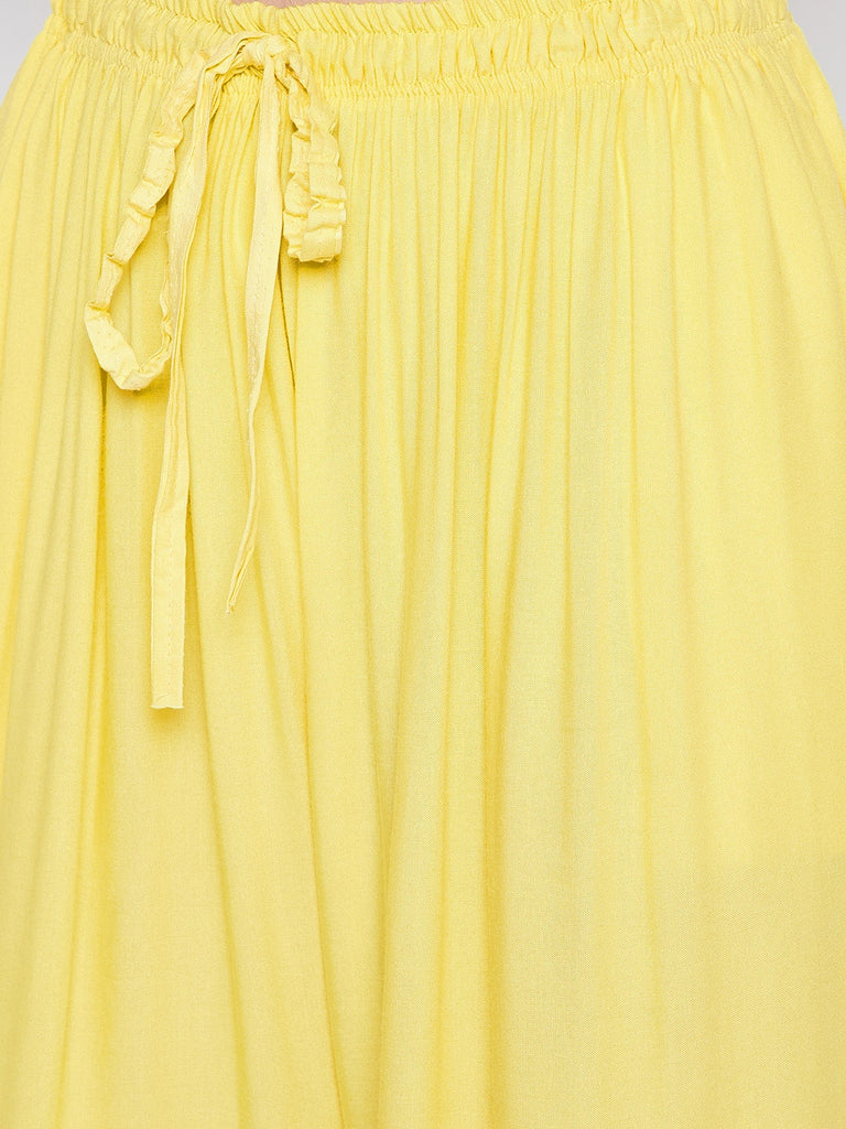 Women's Lemon Solid Rayon Sharara