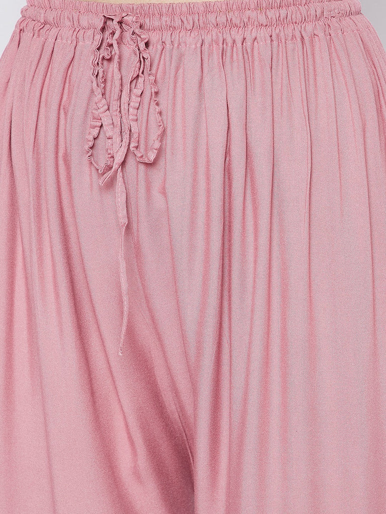 Women's Light Pink Solid Rayon Palazzo