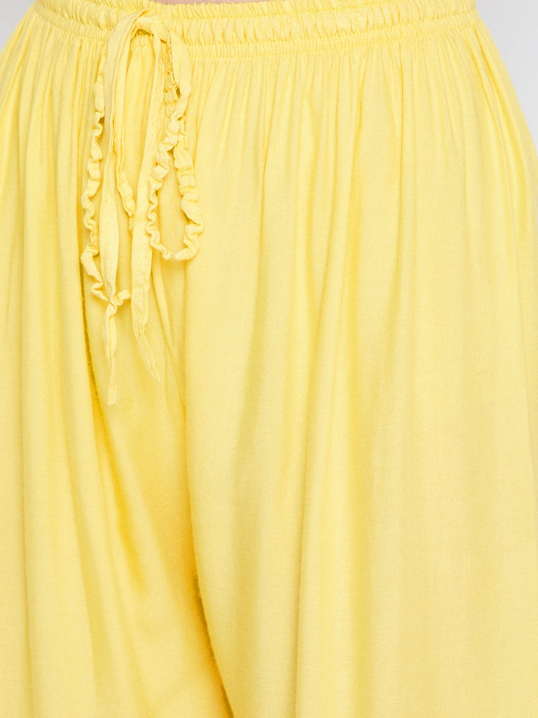Women's Lemon Solid Rayon Palazzo