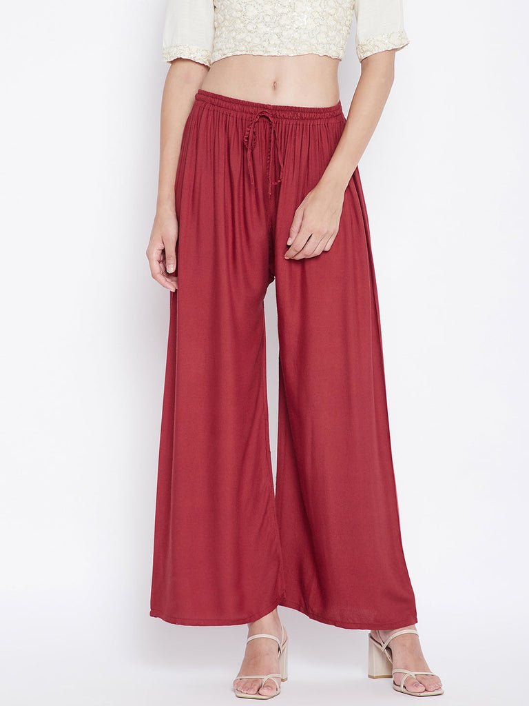 Women's Rust Solid Rayon Palazzo