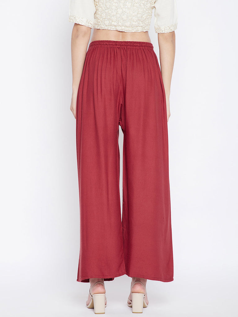 Women's Rust Solid Rayon Palazzo