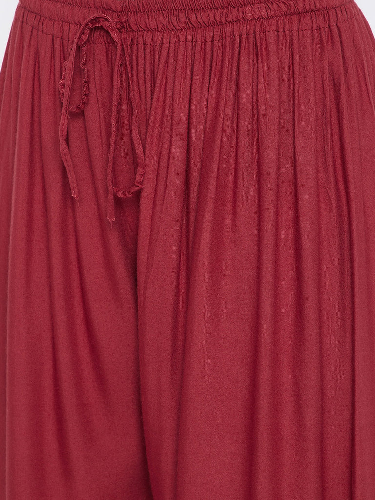 Women's Rust Solid Rayon Palazzo
