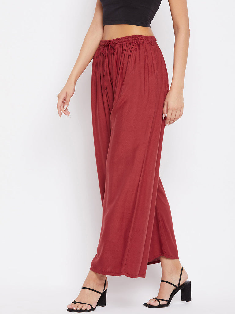 Women's Rust Solid Rayon Sharara