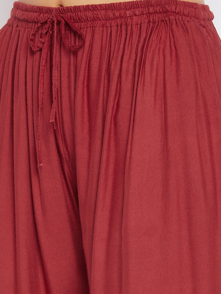 Women's Rust Solid Rayon Sharara