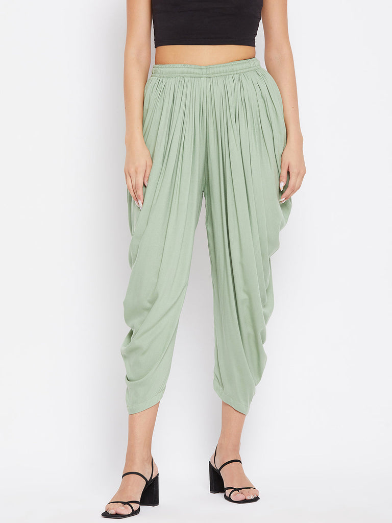 Women's Pista Green Rayon Dhoti Salwar