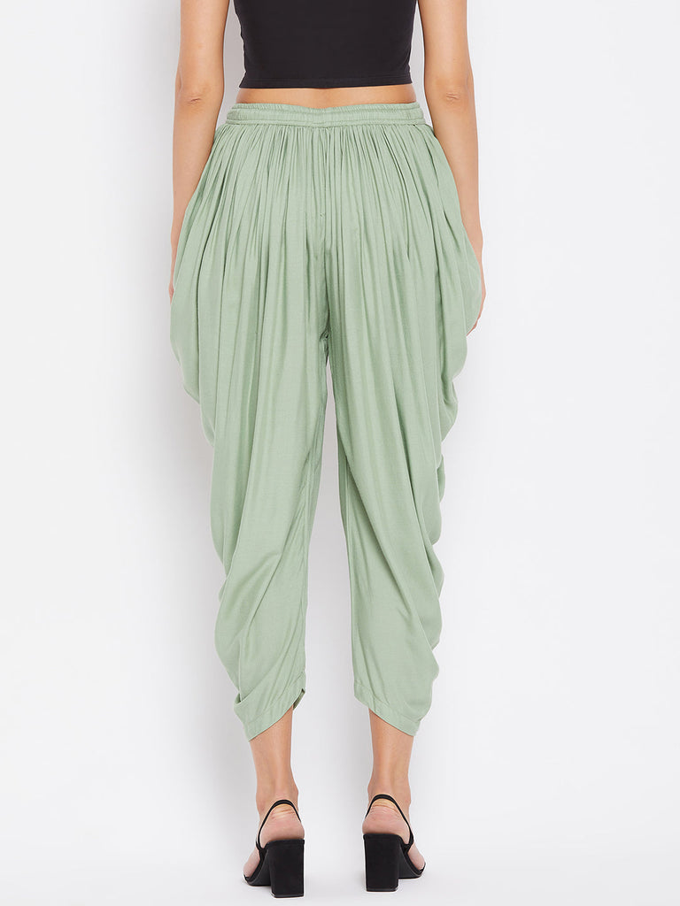 Women's Pista Green Rayon Dhoti Salwar