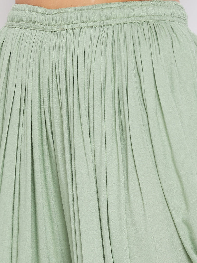 Women's Pista Green Rayon Dhoti Salwar
