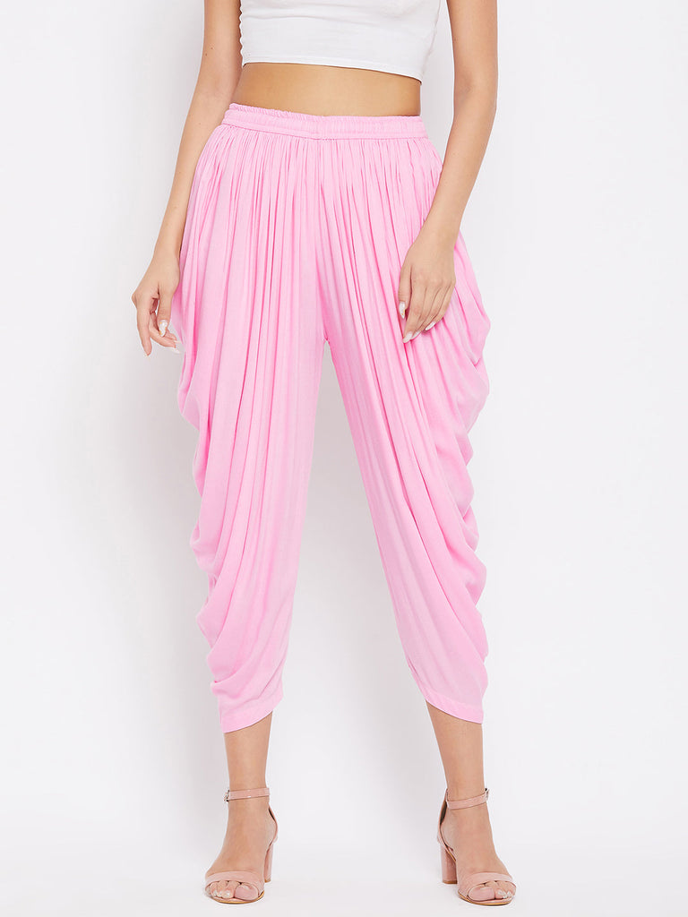 Women's Pink Rayon Dhoti Salwar