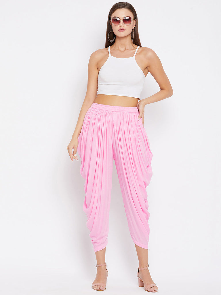 Women's Pink Rayon Dhoti Salwar