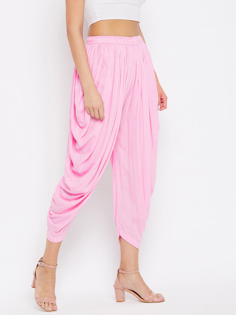 Women's Pink Rayon Dhoti Salwar