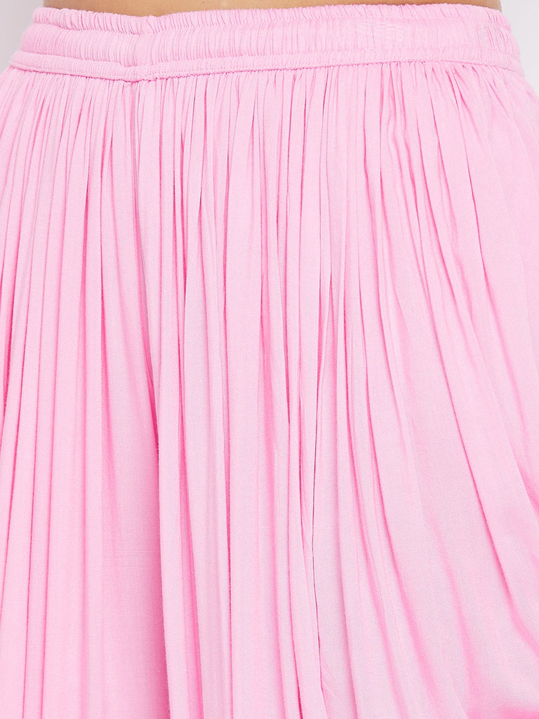 Women's Pink Rayon Dhoti Salwar