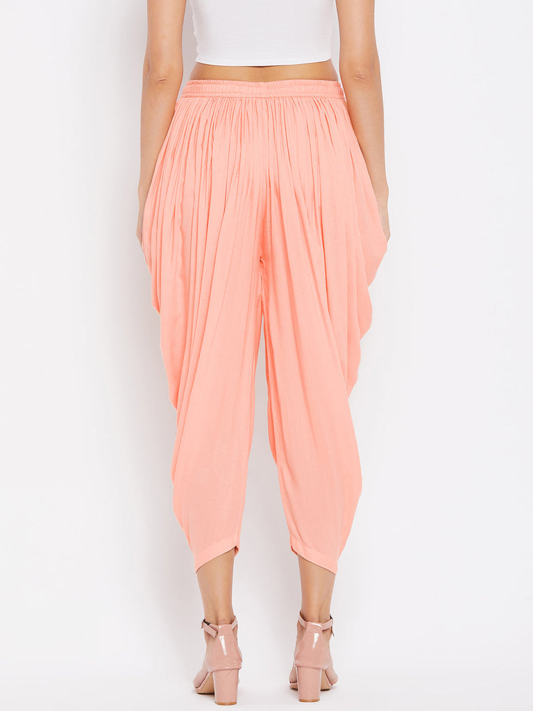 Women's Peach Rayon Dhoti Salwar