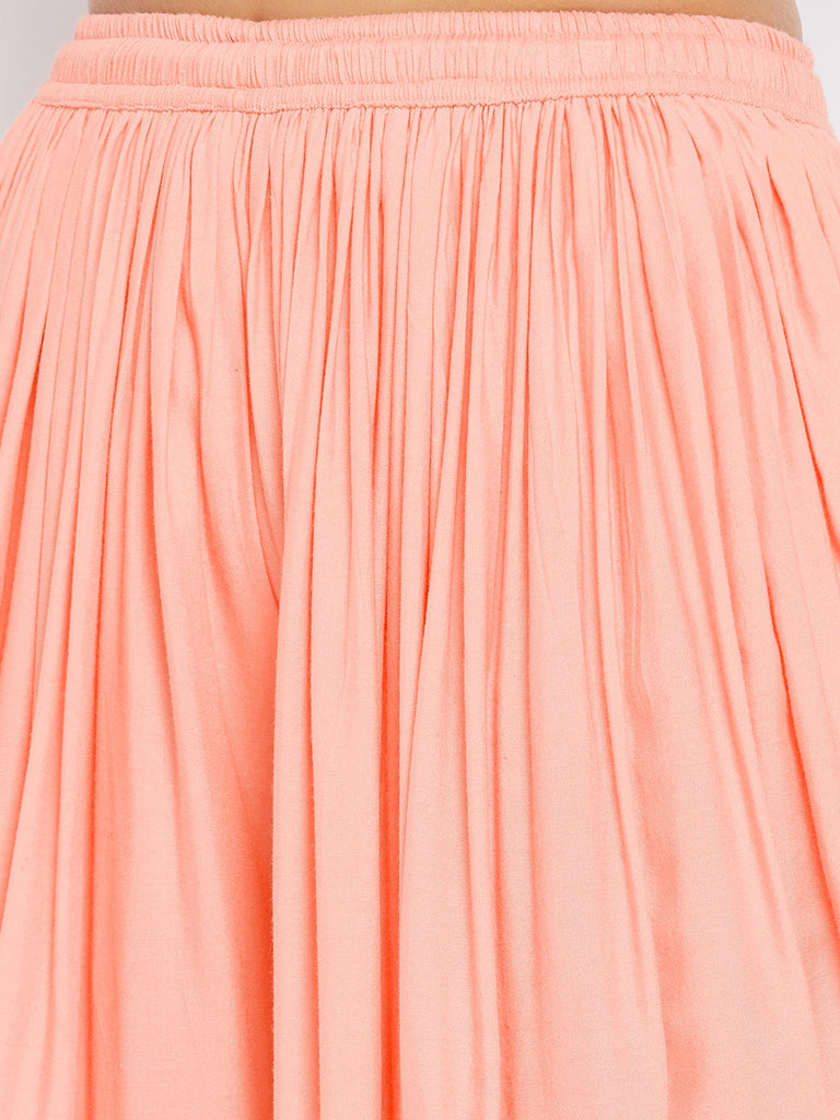 Women's Peach Rayon Dhoti Salwar