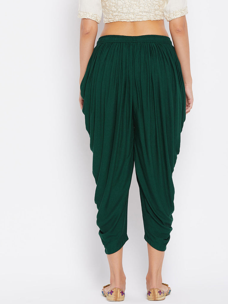 Women's Bottle Green Rayon Dhoti Salwar