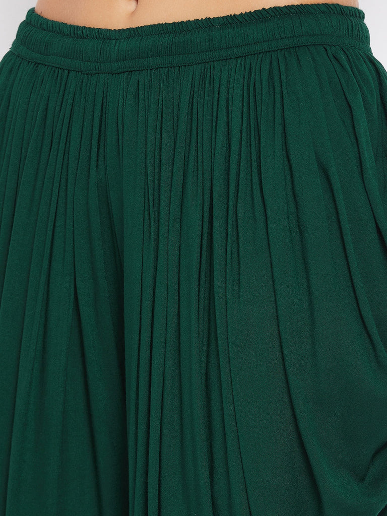 Women's Bottle Green Rayon Dhoti Salwar