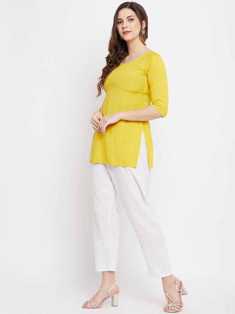Women's White Chikankari Cotton Palazzo