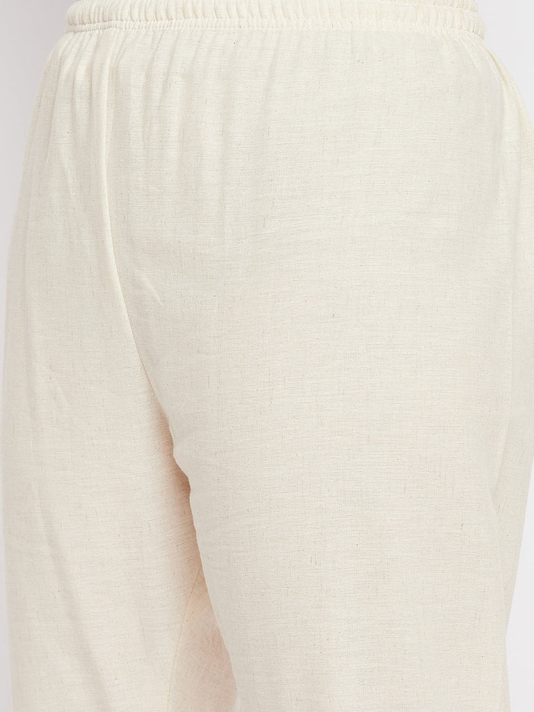 Women's Beige Embroidered Palazzo