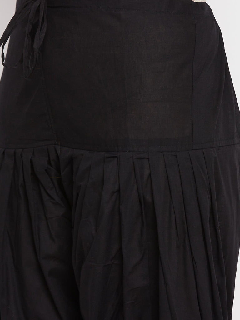 Women's Black Solid Cotton Salwar