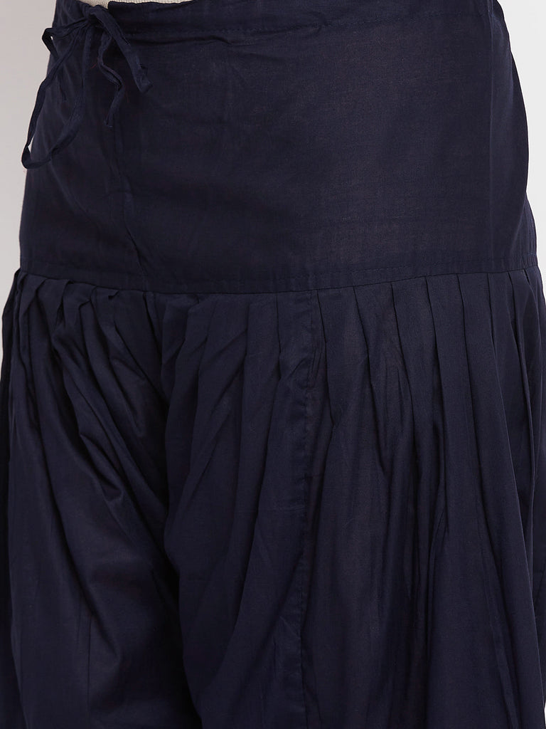 Women's Navy Blue Solid Cotton Salwar