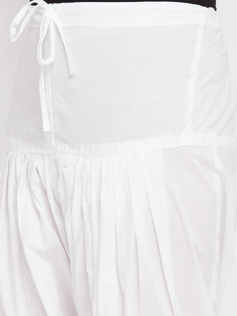 Women's White Solid Cotton Salwar