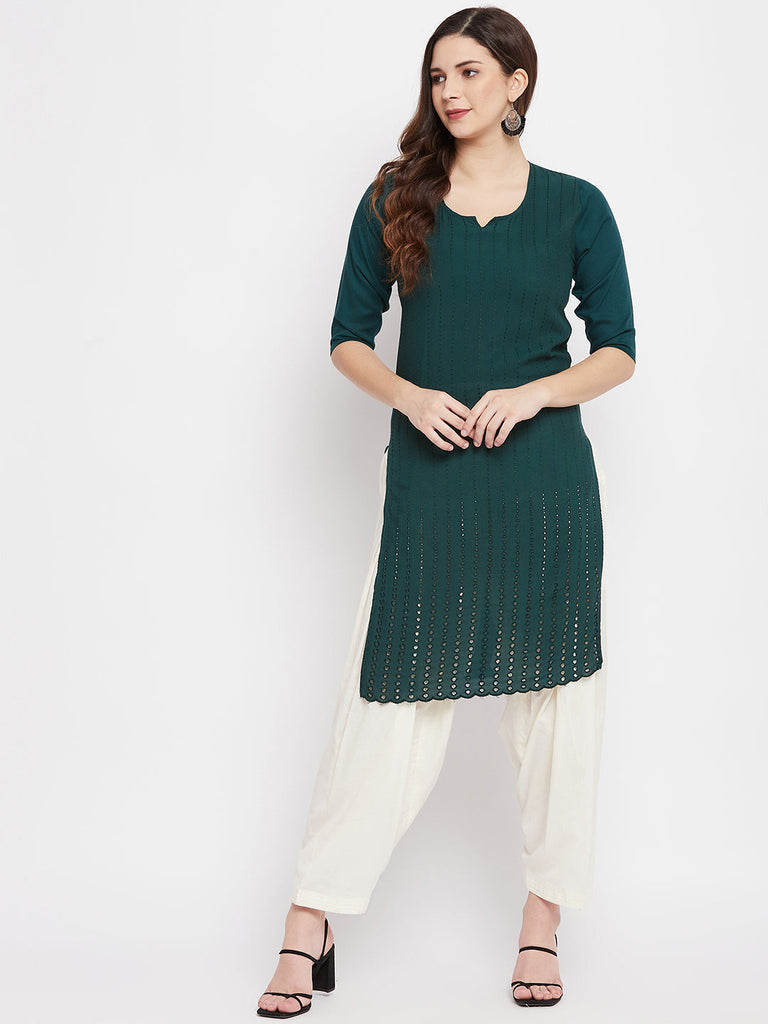 Women's Cream Solid Cotton Salwar