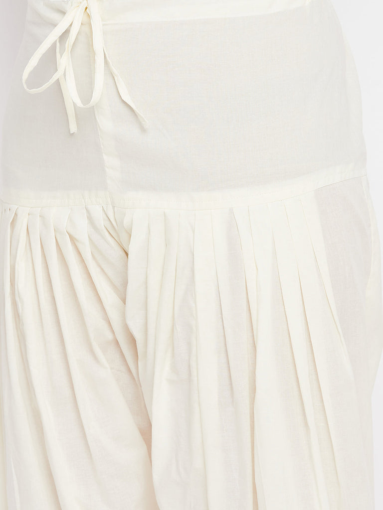 Women's Cream Solid Cotton Salwar
