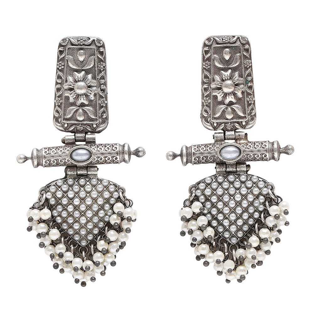 Women's Antique Jaali Brass Oxidised Earring - Voylla