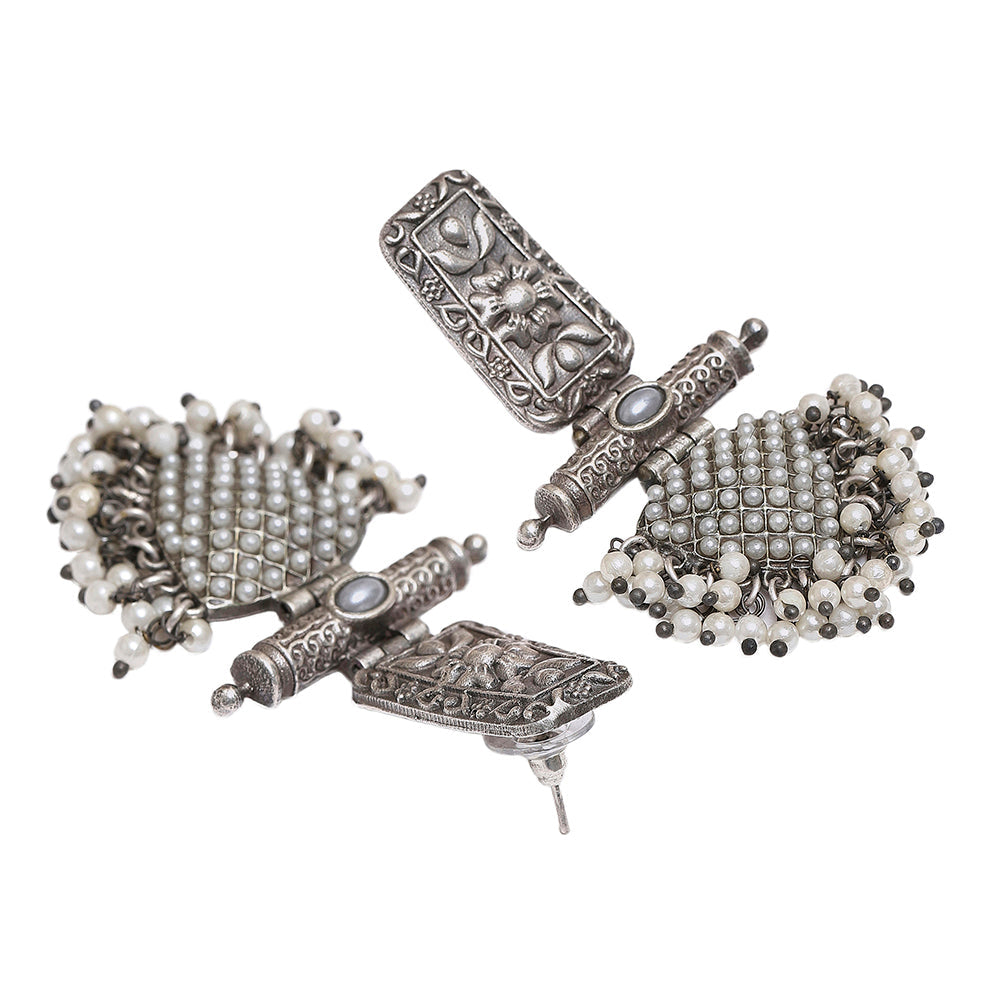 Women's Antique Jaali Brass Oxidised Earring - Voylla