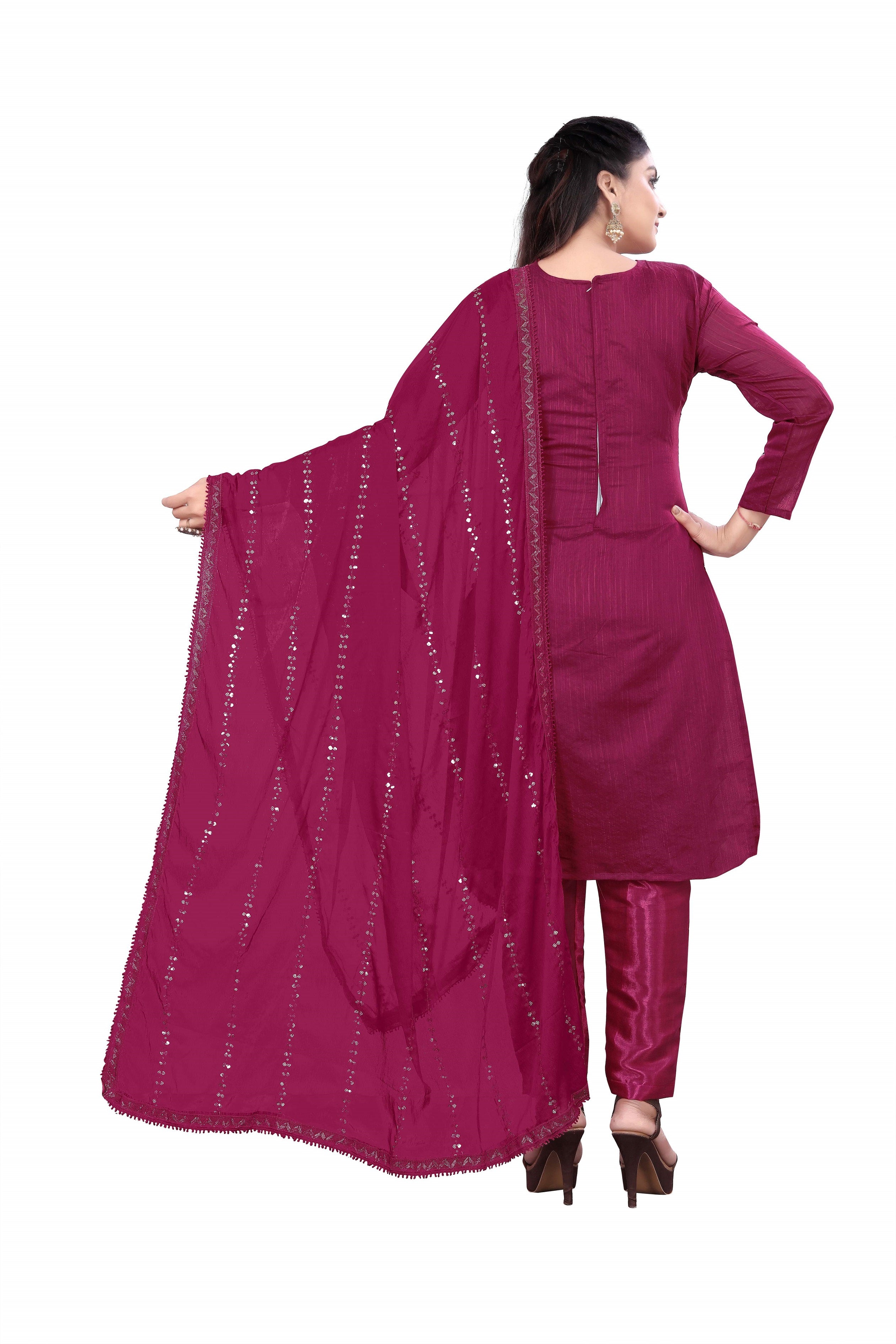 Women's Rani Colour Semi-Stitched Suit Sets - Dwija Fashion