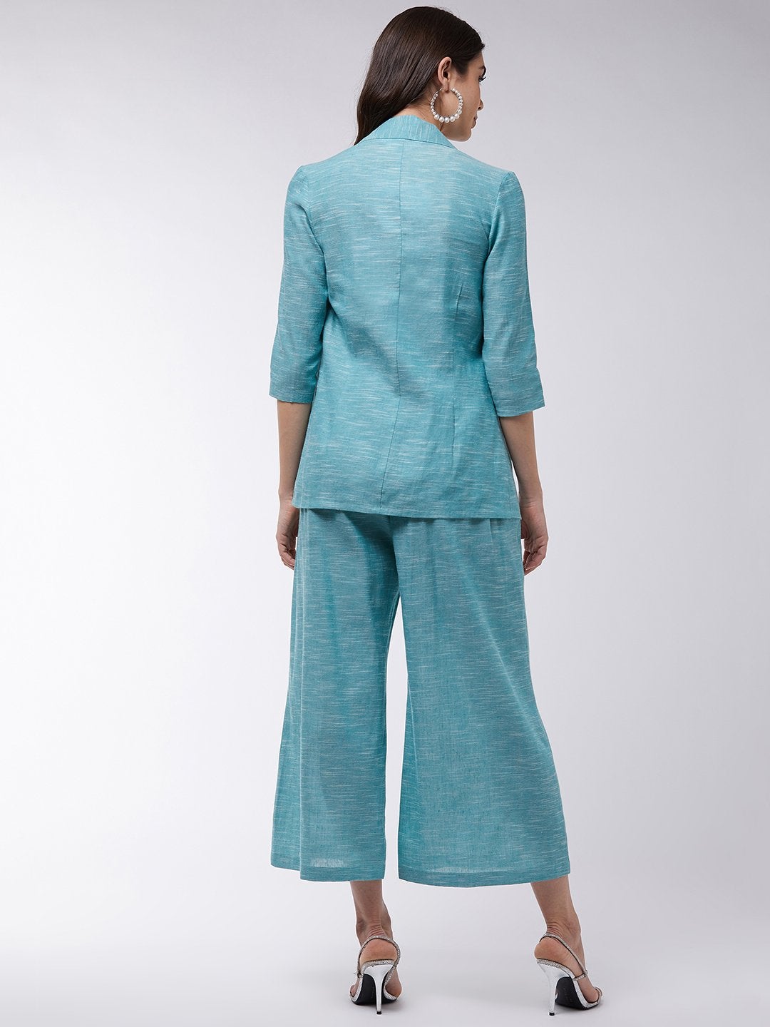 Women's Chambray Long Blazer And Pant Set - Pannkh