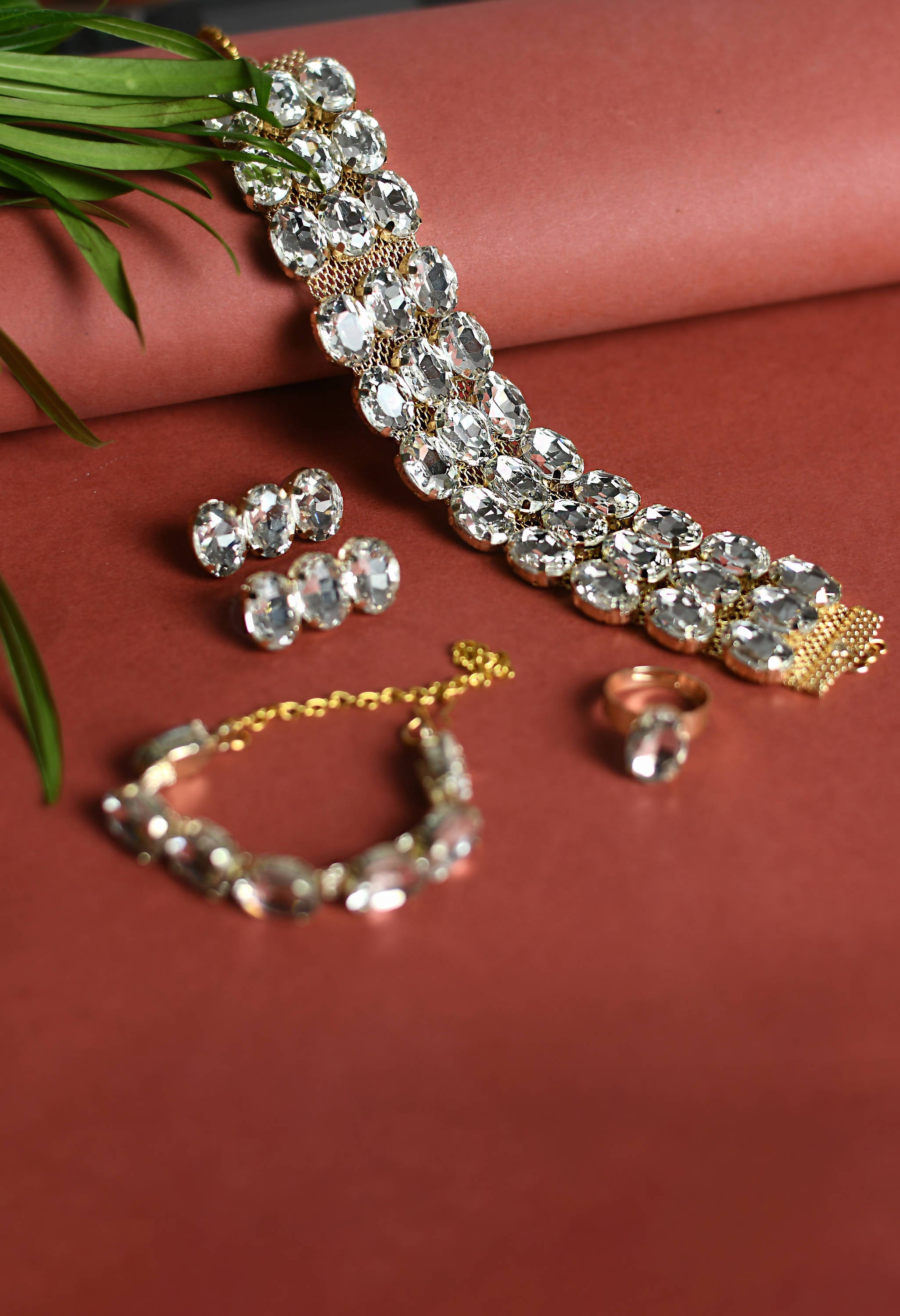 Johar Kamal Designer Choker Set Earrings, Bracelet and Ring Jkms_169