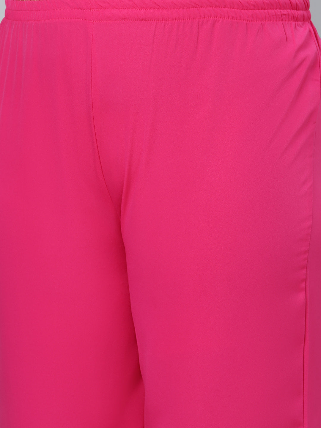 Women's Pink Crepe Straight Kurta With Palazzo by Ziyaa (2pcs Set)