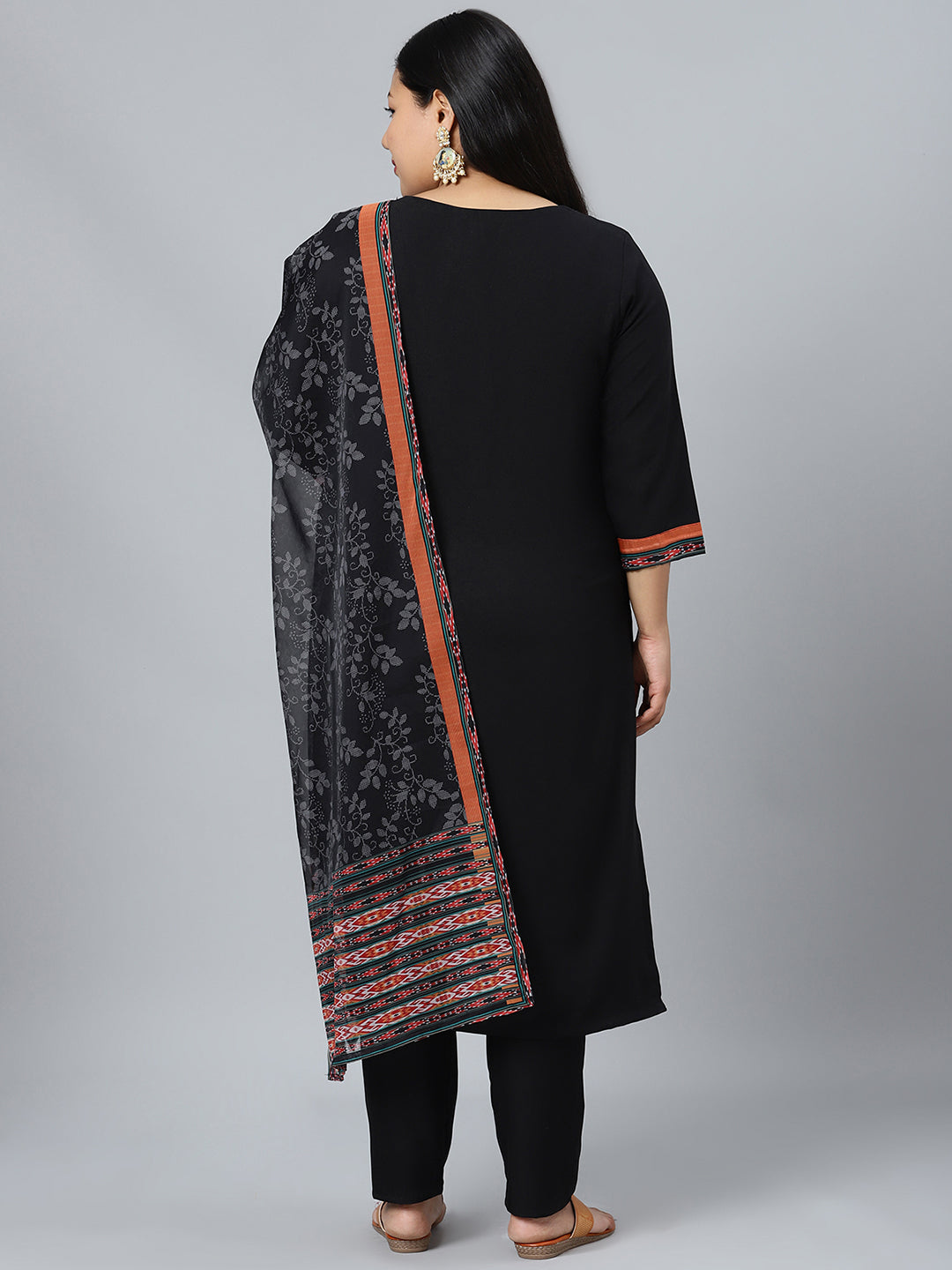 Women's Black Colour Dyed Straight Rayon Kurta, Pant With Dupatta / Kurta Set - Ziyaa