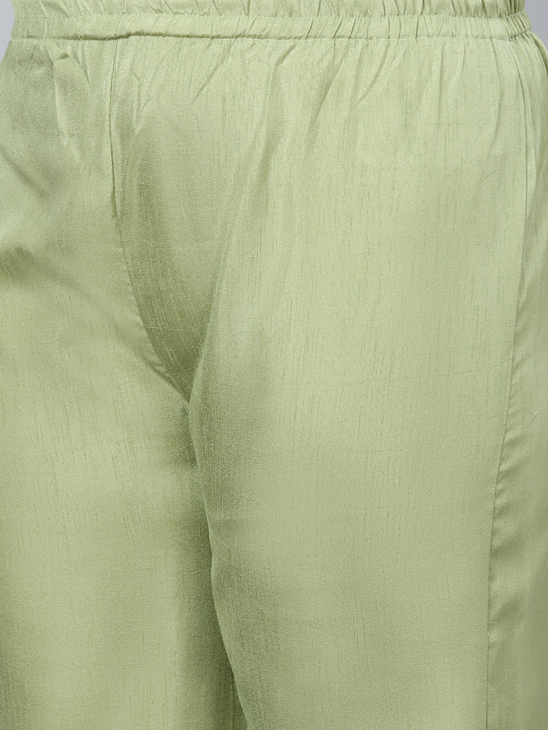 Women Green Printed Silk Kurta with Palazzo Set by Ziyaa (2 Pc Set)